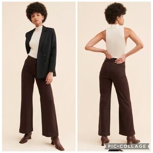 DL1961 Hepburn Wide Leg High-Rise Jeans in Brown